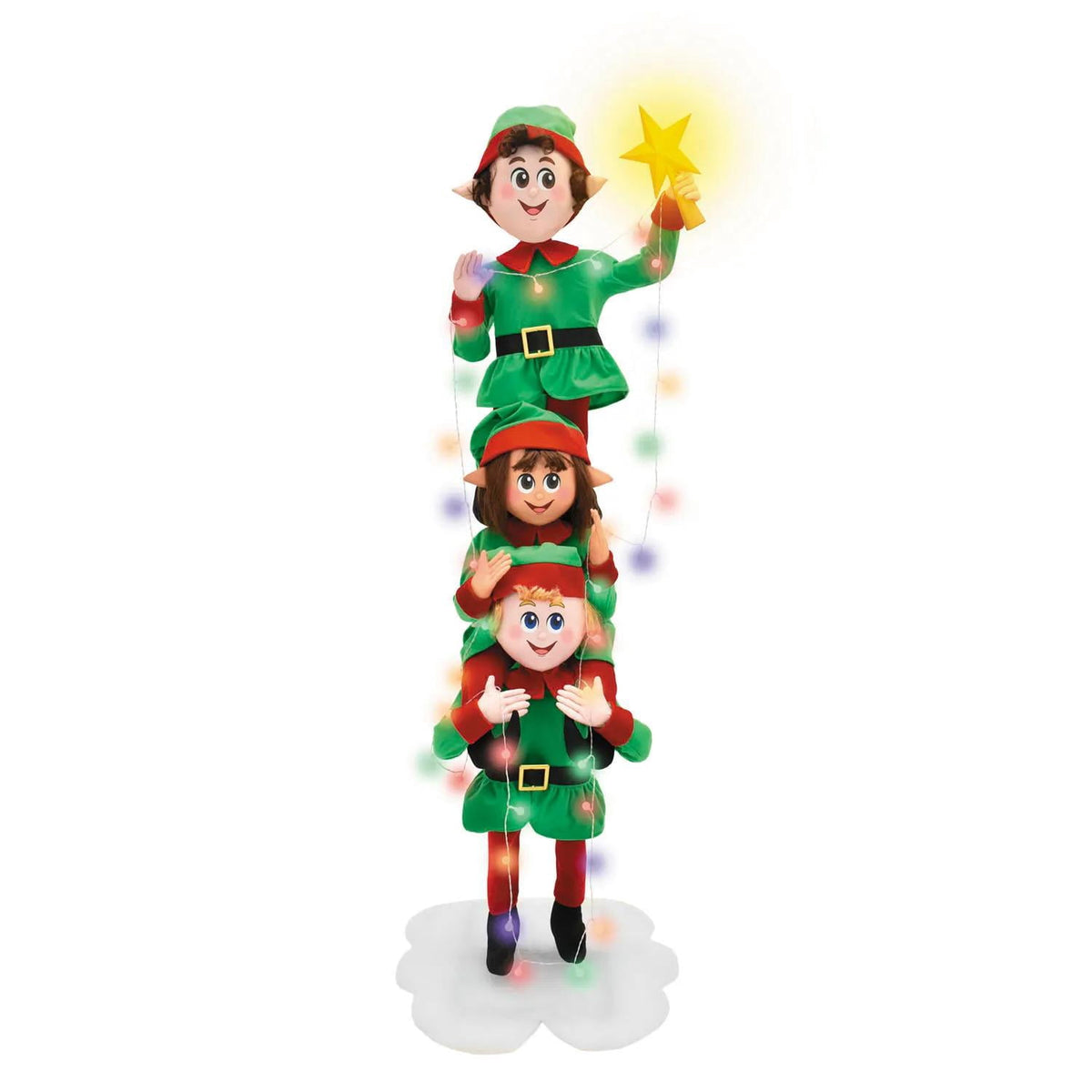 Tekky Toys TT93145 6 Ft. 5 3/4" Light-Up LED Elf Stack with Sound Indoor & Outdoor Christmas Decoration
