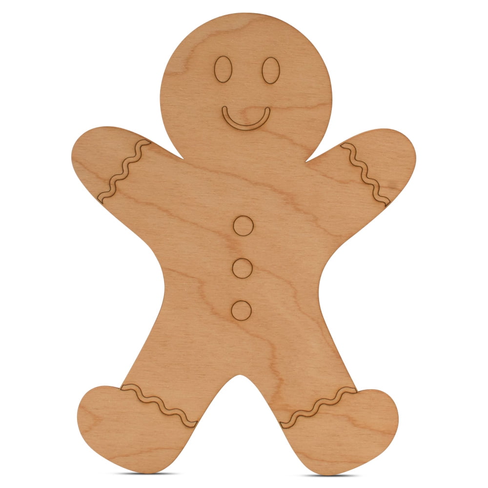 Gingerbread Man Ornament 6 inch, Pack of 10 Small Wood Cutouts for Crafts & Christmas Bulletin Board Decorations, by Woodpeckers