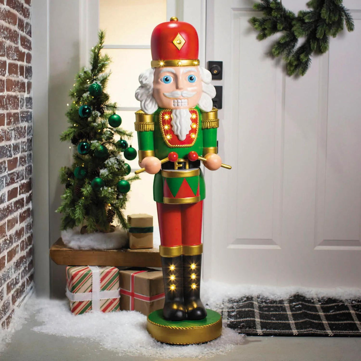 4 Ft. Light-Up Nutcracker with Drumsticks Christmas Decoration