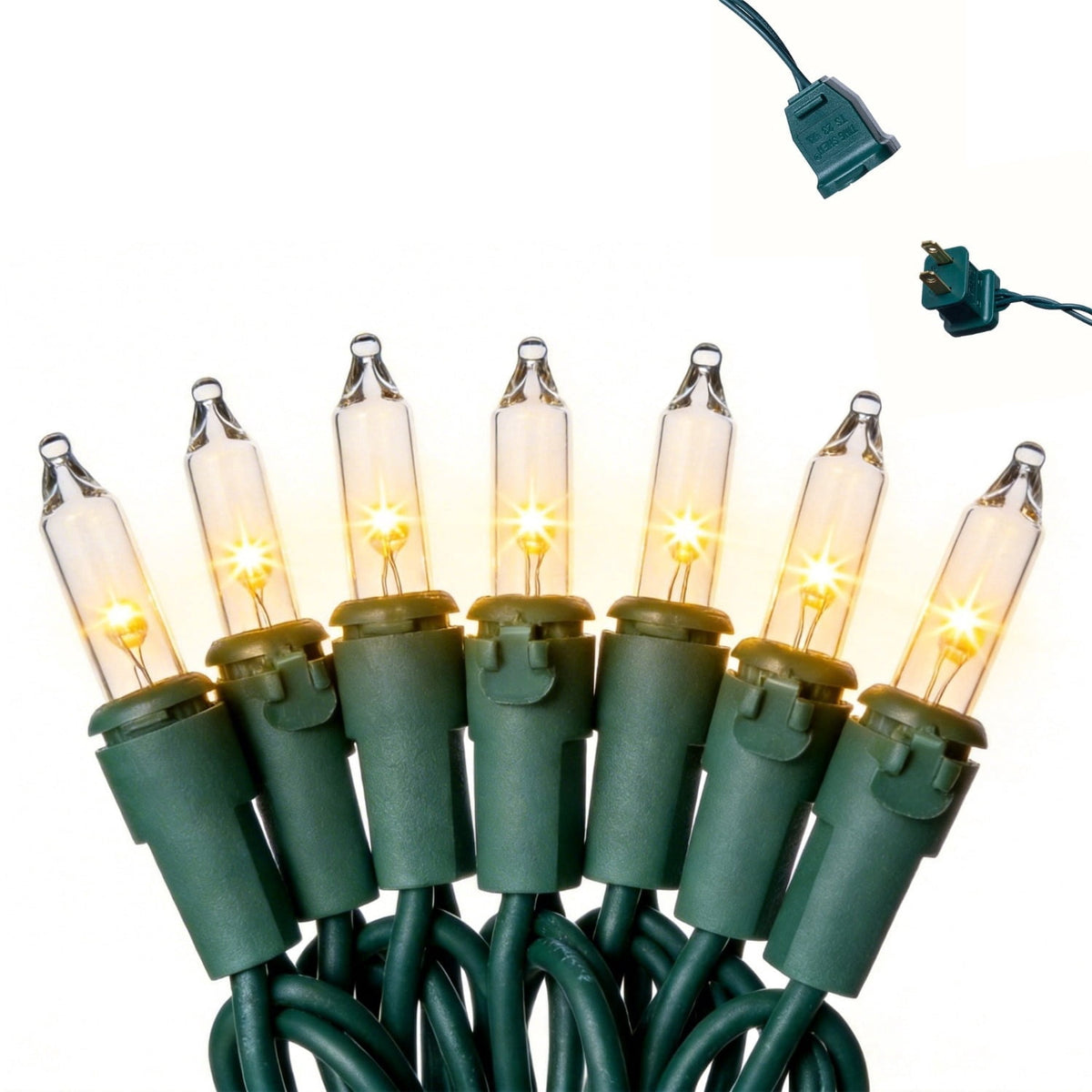 RESNICE 52ft Mini Clear Christmas Lights 200LED Warm White Connectable Green Wire with Spare Fuses and Bulbs for Outdoor Indoor Holiday Christmas Tree Patio Party Home Decor