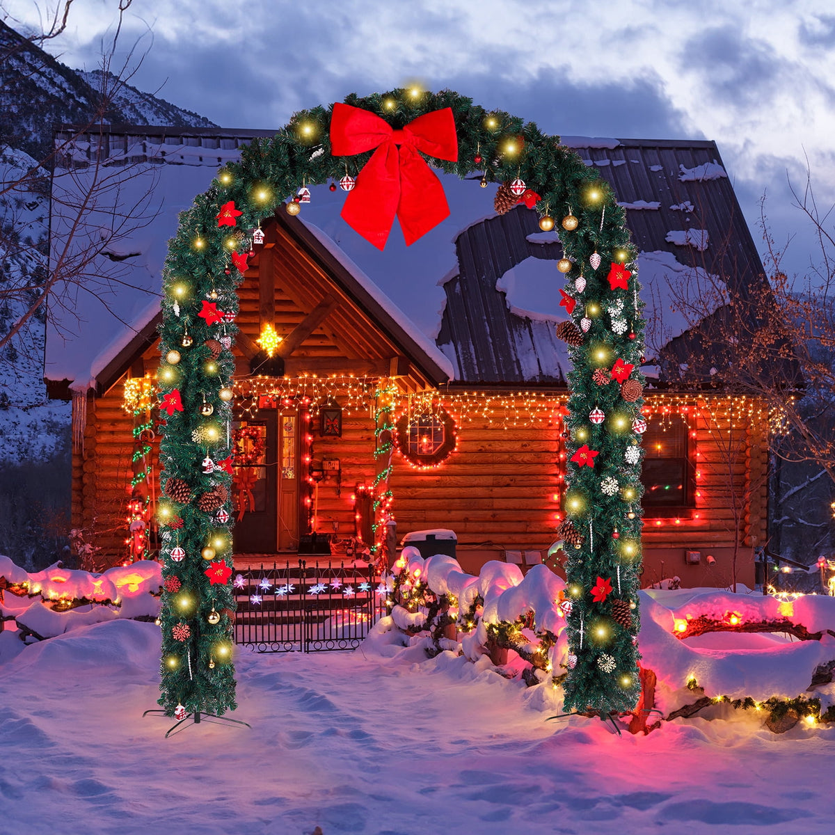 iTopRoad 8.7Ft Christmas Tree Arch Archway Christmas Decorations ,Green