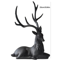 HIELLFQ Resin Reindeer Christmas Decorations-Elegant Black Reindeer Statues Office Table Living Room Decorations 13.7"