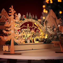 Warehouse Clearance Christmas Outside Decorations for Yard Clearance Sale for Home Indoor Xmas Winter Holiday Party Supplies Decor Christmas House LED Christmas Scene Wooden Christmas Decor