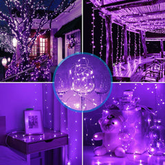 Fairy Lights Christmas String Lights Battery Operated 8 Modes 200 LED 66FT Fairy String Lights Portable Twinkle Firefly Lights Remote Timer for Bedroom Garden Party Decoration Purple - 4Pack