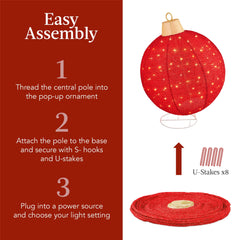  2pc Lighted Pop-Up Christmas Ornaments Outdoor Holiday Decoration w/ 180 LED Lights - Red/Green