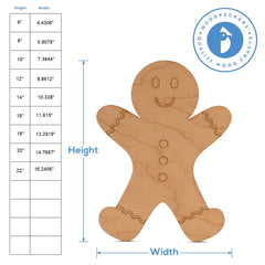 Gingerbread Man Ornament 6 inch, Pack of 10 Small Wood Cutouts for Crafts & Christmas Bulletin Board Decorations, by Woodpeckers