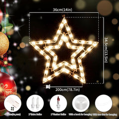 14" 50 Lighted Star Christmas Window Silhouette Decoration Lights for Christmas,Party,Home,Patio Lawn,Garden