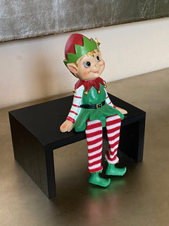 Happy & Smiling Elves W Dangling Legs Poly W Fabric Christmas Winter Elf Sitter Decoration Collectible Figurine Indoor Ornament 8.5" H Set of 3