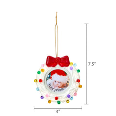  3" Recordable Picture Frame Wreath Ornament, White