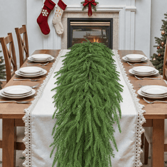  9FT Real Touch PE Christmas Garland, Artificial Norfolk Pine Garland for Mantel, Stair Railing, Christmas Tree, Xmas Decoration for Indoor & Outdoor, Green