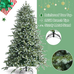 Gymax 8 Ft Artificial Christmas Tree Unlit Hinged Xmas Tree w/ Metal Stand