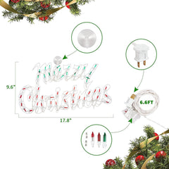 17.7Inch Lighted Merry ChristmasSign, Merry Christmas Window Silhouette Decoration (17.7 INCH)