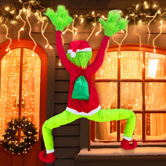 Green Monster Christmas Decorations, 5.2FT Christmas Tree Decor, Pose-able Xmas Stuffed Green Santa Body for Outdoor Indoor Yard Lawn Decoration