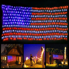 WILLED LED Flag Net Lights of The United States, Waterproof American Flag String Light for Christmas,Festival, Holiday, Independence Day, Memorial Day, Decoration, Garden, Yard, Indoor and Outdoor