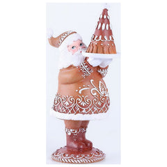 harmtty Xmax Christmas Ornaments Resin Santa Claus with Gingerbread House Create Atmosphere Table Decorations for Christmas A