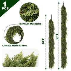 Joyooss 9ft Christmas Garland Norfolk Cypress Garland Real Touch Faux Greenery Cedar Garlands For Mantle,table,wall,christmas Decorations Indoor Outdoor