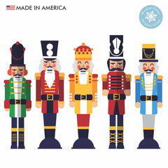 22.5" / XL - Set of 5 Christmas Nutcracker Window Cling Decals Vinyl Holiday Decorations. Home Decor. Made In America.