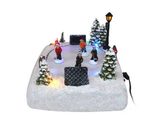 Christmas Village Tabletop Hockey Skating Rink Pre-lit Winter Snow Village Perfect Addition to Your Christmas Indoor Home Decorations Great Centerpiece for Your Collection
