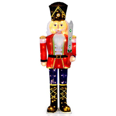  1 PCS 5 FT Lighted Nutcracker Soldier Outdoor Christmas Decoration with Glitter Sword