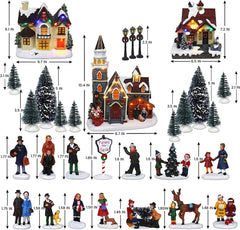 TOP TREASURES Christmas Village Set 6" Christmas Occasion Resin Figurines, Set of 30