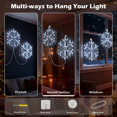 Beatineon Christmas Light Up Wall Decor, 3D Infinity Mirror Snowflake LED Lights for Winter Wonderland Bedroom Living Room