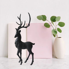 HIELLFQ Resin Reindeer Christmas Decorations-Elegant Black Reindeer Statues Office Table Living Room Decorations 13.7"
