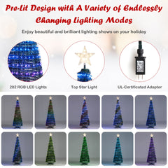  6.2 FT Pop-up Lighted Christmas Tree Pre-Lit Xmas Tree W/282 RGB LED Lights