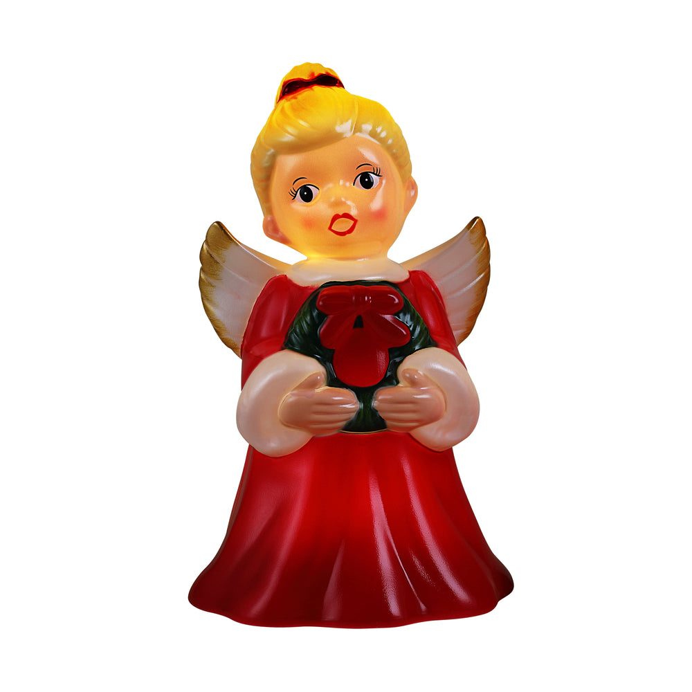  Decorative 12-inch Blow Mold Angel, Red