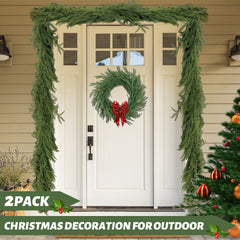 Syvvy 2 Pcs 6 Ft Artificial Norfolk Pine Garlands, Green Artificial Greenery Garland for Table, Mantle, Wall, Indoor, Outdoor Christmas Decorations, Real Touch Winter Pine Garland.