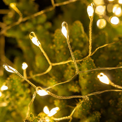 RESNICE Cluster Fairy Lights 50FT Firecracker String Lights 500 LED Warm White Plug in Indoor Silver Wire String Lights with Remote for Christmas Tree,Plant,Garden,Patio,Backyard