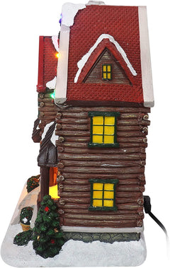 Christmas Village Log Cabin Tabletop Display Pre-lit LED Musical Snow Village Perfect Addition to Your Christmas Indoor Decorations & Holiday Collections