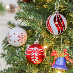 30ct Christmas Ball Ornaments, 2.36 in Shatterproof Xmas Tree Decorations, Plastic Baubles for Holiday, Party, Wedding, or Home Decor, Red & White