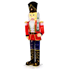 1 PCS 5 FT Lighted Nutcracker Soldier Outdoor Christmas Decoration with Glitter Sword