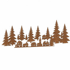 Wodellrrea Christmas Forest Wall Decor, Lighted Wooden Village, Holiday Wall Art, Individual LEDs, Brown Tree and Town Scene with Included Lights and Stickers for Indoor Seasonal Decorating