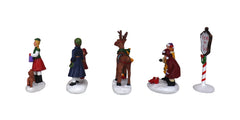 Christmas Village Figurines Decoration Set Perfect Addition to Your Christmas Indoor Decorations & Snow Village Displays (5 Piece Village Figurines Set 2)