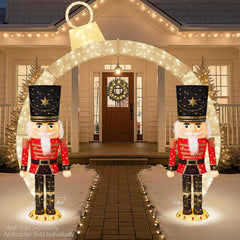 Christmas Nutcracker 5ft Pop upLighted Large Holiday Decoration w/150 Pre-Lit Twinkling LED lights for Outdoor, Indoor - Red/Black