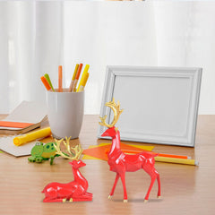 Avelune™ 2 Pack Resin Christmas Reindeer Figurines,Deer Statues,Elk