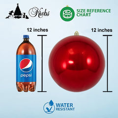 Christmas By Krebs 8" (200mm) Candy Red Ornament, Commercial Shatterproof UV Resistant Plastic Christmas Ball Decoration (Candy Blue, 12 inch (300mm))