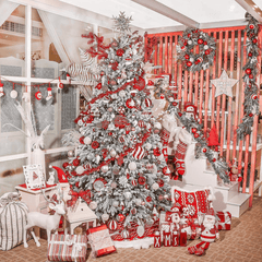 Christmas Valentines Ornaments Tree Decorations, 24ct Red and White Shatterproof Christmas Ball Ornaments Set, 2.36 Inch Hanging Ornament Bulk for Xmas Holiday Party Decor