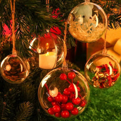 TETOU 20Pcs Christmas Ornaments Balls, 80mm Clear Plastic Fillable Ornament for Crafts, Clear Acrylic DIY Ornaments for Christmas Tree Holiday Wedding Party Home Hanging Decor