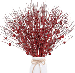 Avelune™ 24 Pack Artificial Glitter Berry Stem Ornaments 17 Inches