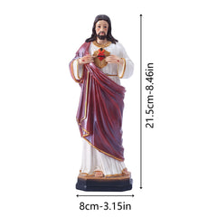 Catholic Sacred Heart of Jesus Statue, 10" H Jesus Christ Figure, Religious Catholic Gifts, Inspirational Indoor Home Decor, Hand Painted