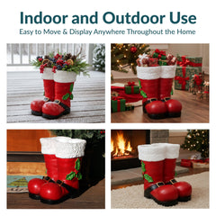 Sunnydaze 13 in Polyresin Santa Boots Christmas Decor Statue