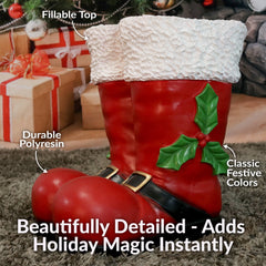 Sunnydaze 13 in Polyresin Santa Boots Christmas Decor Statue