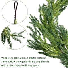 TETOU Christmas Garland Artificial Pine Garland 9FT Faux Greenery for Holiday Mantle Stairway Fireplace Decor
