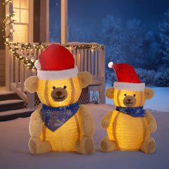 2-Pack Lighted Plush Bear Christmas Decorations, 60 Warm White LEDs, Pull-Up Design for Indoor, Outdoor, Home, Yard Use