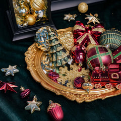  82pcs Christmas Balls Ornaments Set, Shatterproof Plastic Decor for Xmas Tree with Hanging Strings, Gold & Red & Green