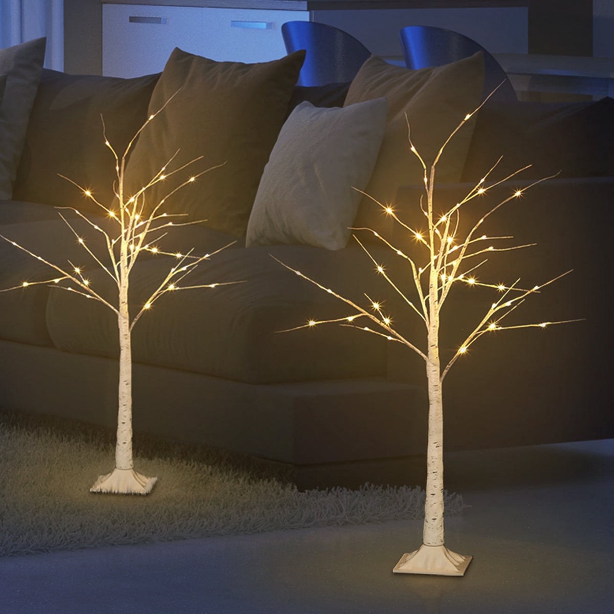 2PCS 4FT LED Birch Tree Fairy Light Indoor Outdoor Christmas Holiday Decoration