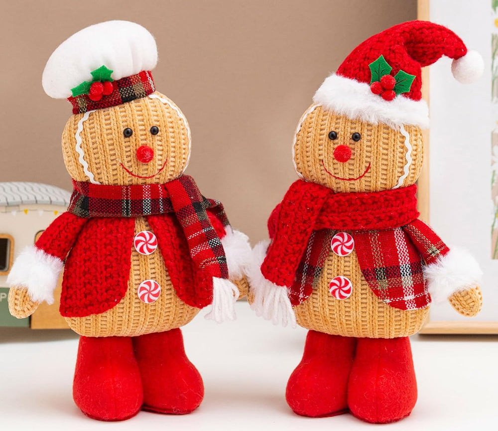 2PCS Gingerbread Christmas Decorations,Christmas Decorations Indoor,Christmas Gingerbread Man Plush,Christmas Stuffed Doll Gifts for Tiered Tray Party Decor Home