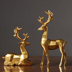 Avelune™ 2 Pack Resin Christmas Reindeer Figurines,Deer Statues,Elk